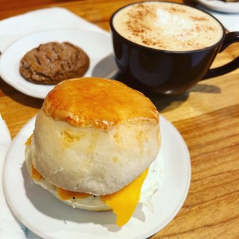 Pura Vida Coffee - Egg, Sausage, and Biscuit Sandwich, ginger molasses cookie & a maple cinnamon latte - Coffee & Tea Near Me - Hagerstown, Maryland Pura Vida Coffee - Egg, Sausage, and Biscuit Sandwich, ginger molasses cookie & a maple cinnamon latte - Coffee & Tea Near Me - Hagerstown, Maryland