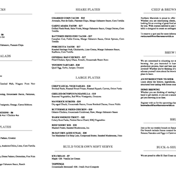 Northern Maverick Brewing - Menu August 2018 - Brewpubs Near Me - Toronto, Ontario