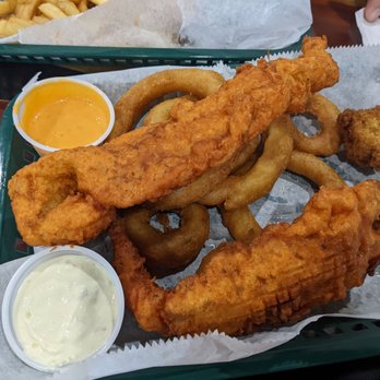 Murph's Patio Bar & Grill - Fish and chips, minus the chips add onion rings - Chicken Wings Near Me - DeLand, Florida Murph's Patio Bar & Grill - Fish and chips, minus the chips add onion rings - Chicken Wings Near Me - DeLand, Florida