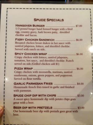 Menu photo 2 Spudz Reedsville, WI Menu photo 2 Spudz Reedsville, WI