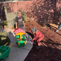 Organic Garden Preschool - Gardeners hard at work.
