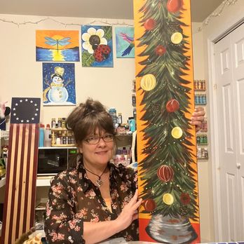 Emerald Rain Creative Studios - Me and one of my Christmas Porch Leaners. - Paint & Sip Near Me - Red Lion, Pennsylvania Emerald Rain Creative Studios - Me and one of my Christmas Porch Leaners. - Paint & Sip Near Me - Red Lion, Pennsylvania