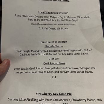 Dredge - Specials of the day - Seafood Near Me - Irvington, Virginia