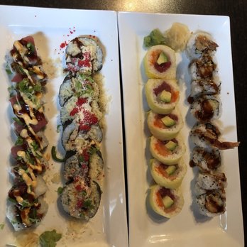 Sushi One - Red Phoenix roll, Himalaya roll (left plate) - Sushi Bars Near Me - Raleigh, North Carolina Sushi One - Red Phoenix roll, Himalaya roll (left plate) - Sushi Bars Near Me - Raleigh, North Carolina