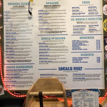 Jimmy Hula's - Menu on inside wall - Tacos Near Me - Ormond Beach, Florida