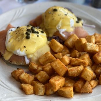 Moss Beach Distillery - Smoked Salmon Benedict - Seafood Near Me - Moss Beach, California