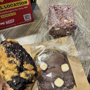HunnyBeez - Ube Banana Bread (Vegan), Ube Cookie (New - White Chocolate Chips), Ube rice krispy - Filipino Near Me - Portland, Oregon