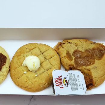 Crumbl - Wilmington - Left to right: cinnamon roll, waffle, sea salt toffee, chocolate chip - Bakeries Near Me - Wilmington, North Carolina