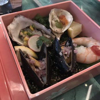 Miku - Seafood course - mussels, prawn and oysters - Japanese Near Me - Vancouver, British Columbia