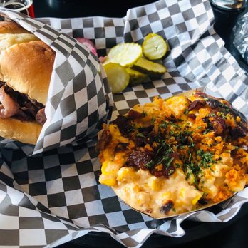 TT’s Old Iron Brewery - Brisket sandwich with cheesy corn. The sandwich looks a little skimpy on the brisket but it's not. - Breweries Near Me - Spokane Valley, Washington TT’s Old Iron Brewery - Brisket sandwich with cheesy corn. The sandwich looks a little skimpy on the brisket but it's not. - Breweries Near Me - Spokane Valley, Washington