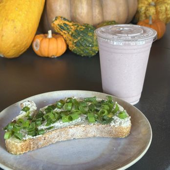 Nourish Wellness Cafe - Cheesy scallion toast and strawberry cheesecake smoothie. - Juice Bars & Smoothies Near Me - Northampton, Massachusetts Nourish Wellness Cafe - Cheesy scallion toast and strawberry cheesecake smoothie. - Juice Bars & Smoothies Near Me - Northampton, Massachusetts