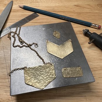 Fuse Jewelry Collective - The size of the brass sheet that is included with the class allows for a lot of options! - Jewelry Near Me - Eugene, Oregon