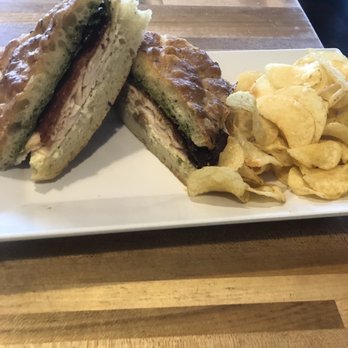 Gracious Bakery + Cafe - Turkey focaccia sandwich with chips - Breakfast & Brunch Near Me - New Orleans, Louisiana