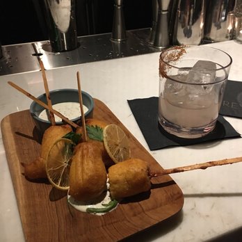 Revival - Mini lobster corn dog and me gusts margarita - New American Near Me - Sacramento, California