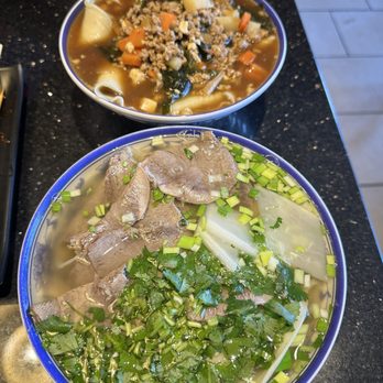 Kung Fu Noodle - 1. Classic Lanzhou Beef Noodle Soup & 3.'Bite of China' Ground Pork Noodle Soup - Chinese Near Me - Columbus, Ohio