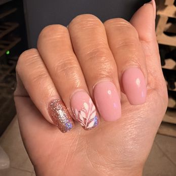 Luxe Nails Lounge - Pink floral and gitter - Nail Salons Near Me - San Antonio, Texas Luxe Nails Lounge - Pink floral and gitter - Nail Salons Near Me - San Antonio, Texas
