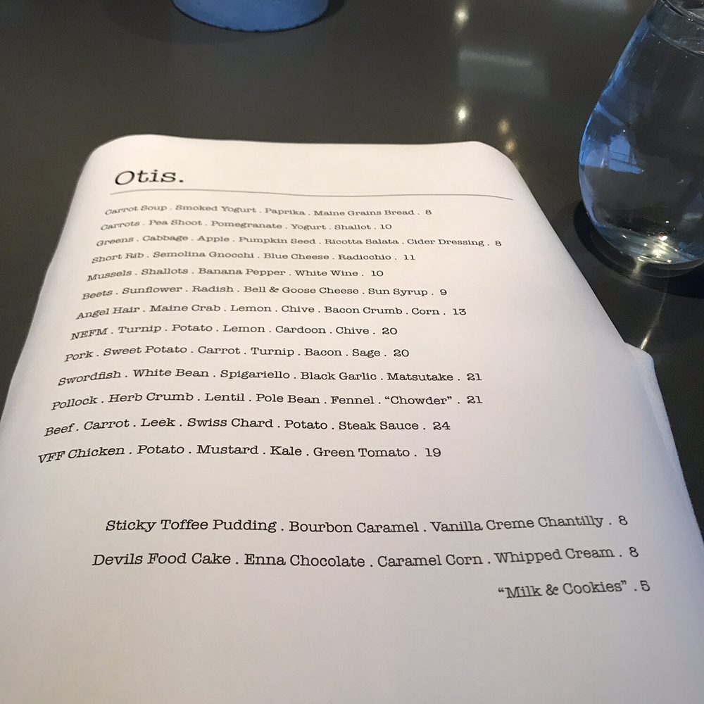 Otis - Menu - New American Near Me - Exeter, New Hampshire