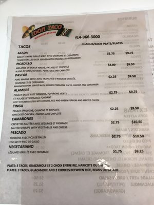 Menu photo 4 Don Taco Montreal, QC