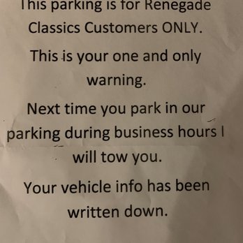 Renegade Classics Outlet Store - Wow, not very friendly! Sorry I took up one of your spaces 20 minutes before closing. I will stay away from this place! - Motorcycle Gear Near Me - Albuquerque, New Mexico