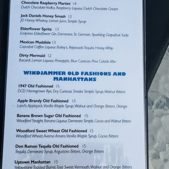 The Windjammer Bar and Grill - Drink Menu - Seafood Near Me - Lexington, Michigan
