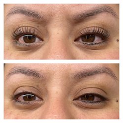 SKN Galaxy - Before and after Keratin Lash Lift with medium shield. No makeup or mascara. Ask for Vee.
