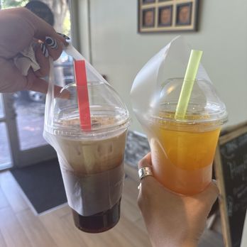 Thai Studio Restaurant - Brown sugar milk tea and mango green tea with mango boba - Thai Near Me - Richmond, Virginia