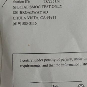 Special Smog Test Only - Address - Smog Check Stations Near Me - Chula Vista, California Special Smog Test Only - Address - Smog Check Stations Near Me - Chula Vista, California