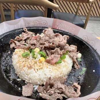 Pepper Lunch - Half eaten jumbo pepper lunch - Teppanyaki Near Me - Artesia, California
