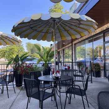 Over the Counter - a patio with tables and umbrellas - New American Near Me - Worthington, Ohio Over the Counter - a patio with tables and umbrellas - New American Near Me - Worthington, Ohio