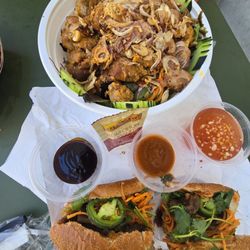 Park Square Market - Bahn Mi and spring salad with fish sauce, Sriracha, hoisin and soy sauce