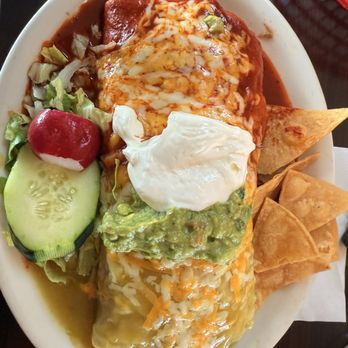 Alexa's Cafe Mexican Grill - Wet burrito, shredded beef, half and half green and red sauce - Mexican Near Me - Fontana, California Alexa's Cafe Mexican Grill - Wet burrito, shredded beef, half and half green and red sauce - Mexican Near Me - Fontana, California