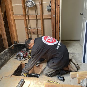Trio Plumbing Systems - Henry hard at work relocating a shower drain in Irvine Ca! - Plumbing Near Me Trio Plumbing Systems - Henry hard at work relocating a shower drain in Irvine Ca! - Plumbing Near Me
