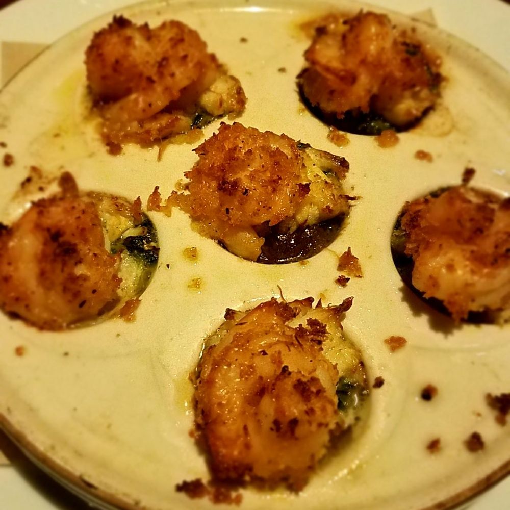 Seasons 52 - Lump crab, roasted shrimp and spinach stuffed mushrooms. - New American Near Me - Houston, Texas Seasons 52 - Lump crab, roasted shrimp and spinach stuffed mushrooms. - New American Near Me - Houston, Texas