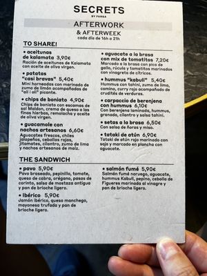 Menu photo 1 secrets by farga Barcelona, B