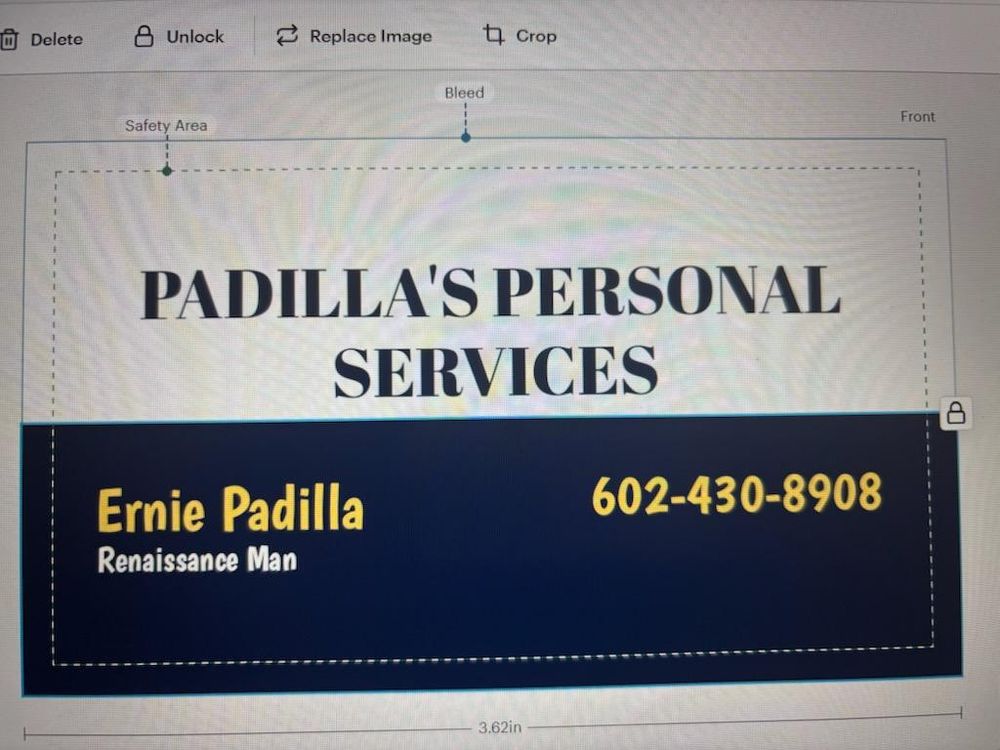Slide of Padilla’s Personal Services