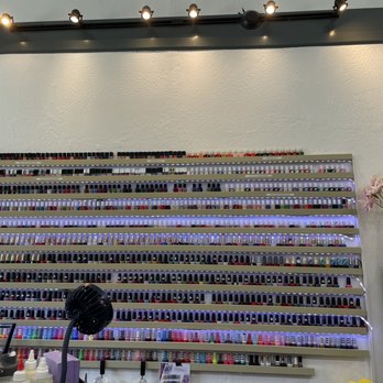 Plush Nails Spa - Lots of colors to choose from, from your basic OPI to luxury polishes (I think I saw Hermes?) up there. - Nail Salons Near Me - San Francisco, California