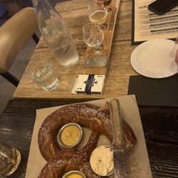 Soft pretzel and beer