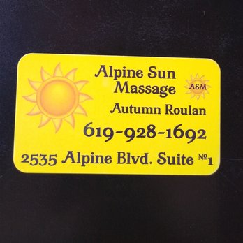Alpine Sun Massage - Call or text to schedule an appointment to get on the table and spend some quality you time. - Massage Therapy Near Me - Alpine, California Alpine Sun Massage - Call or text to schedule an appointment to get on the table and spend some quality you time. - Massage Therapy Near Me - Alpine, California