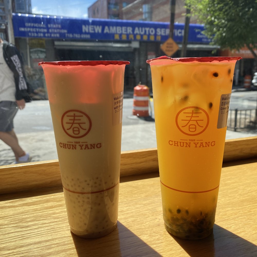 Chun Yang Tea - Cold taro sago with fresh milk, passion fruit green tea - Bubble Tea Near Me - Flushing, New York Chun Yang Tea - Cold taro sago with fresh milk, passion fruit green tea - Bubble Tea Near Me - Flushing, New York