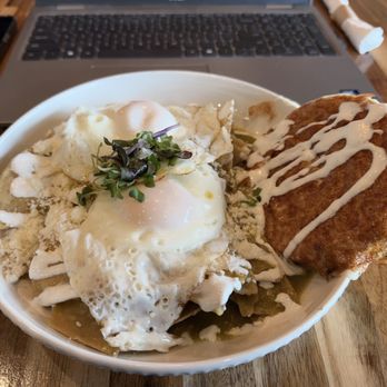 Coffee Crush - Chilaquiles with eggs. This meal was great! - Coffee & Tea Near Me - San Antonio, Texas