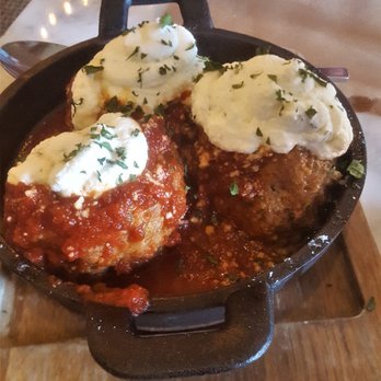Piattino Neighborhood Bistro - Oven-Baked Meatballs (veal, beef, pork) Marinara, Herbed Ricotta, Pecorino Romano - Italian Near Me - Summit, New Jersey