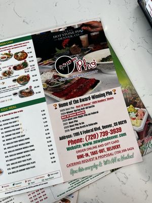 Menu photo 1 Now Phở Denver, CO