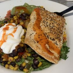 Grilled Salmon! I added a bit of hot sauce for a kick!