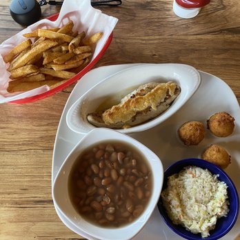 Crosseyed Catfish Cafe’ - I had the Catfish "NORA", coleslaw, pinto beans and hush puppies. I added a side of Cajun fries. - American Near Me - Hardy, Arkansas Crosseyed Catfish Cafe’ - I had the Catfish "NORA", coleslaw, pinto beans and hush puppies. I added a side of Cajun fries. - American Near Me - Hardy, Arkansas