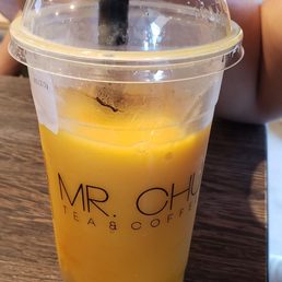 Mango slush with pearls and coconut jelly Mango slush with pearls and coconut jelly