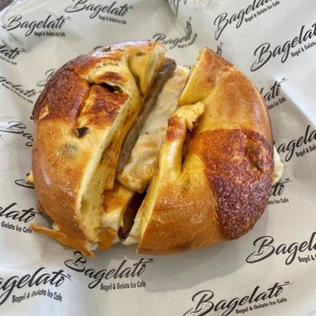 Bagelati - Turkey Sausage, Egg & Cheese on a Cheddar Jalapeno Bagel with chipotle sauce - Gelato Near Me - Cinnaminson, New Jersey