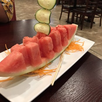 Kimono Sushi - Watermelon boat to end the meal! Soooo good! - Sushi Bars Near Me - Tracy, California