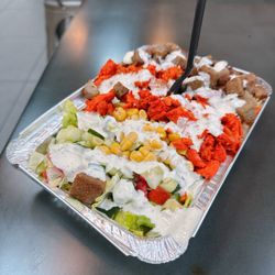 DCG - District Chicken & Gyro - platter with gyro and chicken combo with white sauce