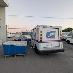 United States Post Office - Mail truck parking lot is divided into two halves