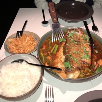 Common Lot - Red snapper for 2 in Korean-style fish stew with jasmine rice and cabbage.  The red snapper was EXCELLENT!  The sides were ok. - New American Near Me - Millburn, New Jersey